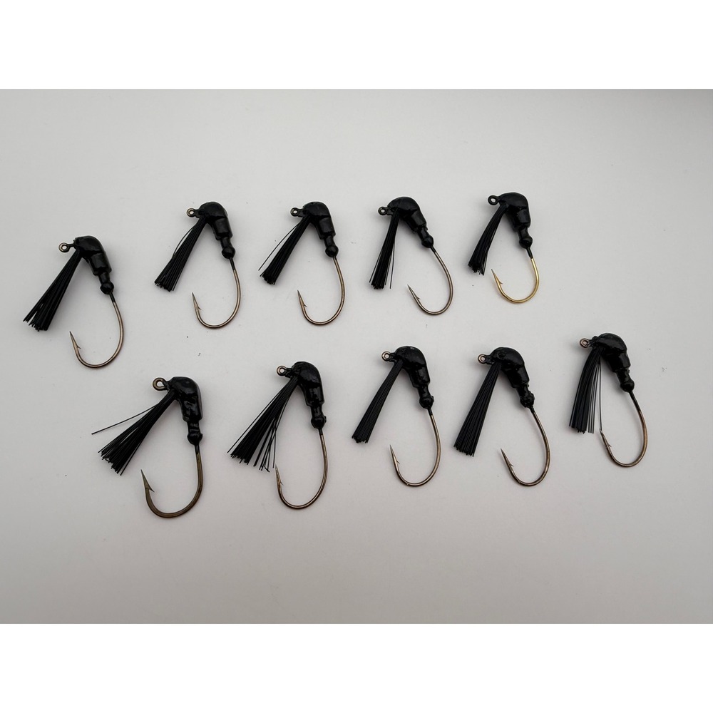 Handmade Black Flipping Jigs 3/8 oz Bass‎ Fishing Lures Weed Guard 10 Pack B124